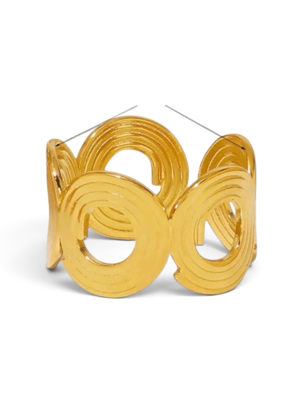 18k Gold plated Circle Link Openwork Ring - Women Accessories